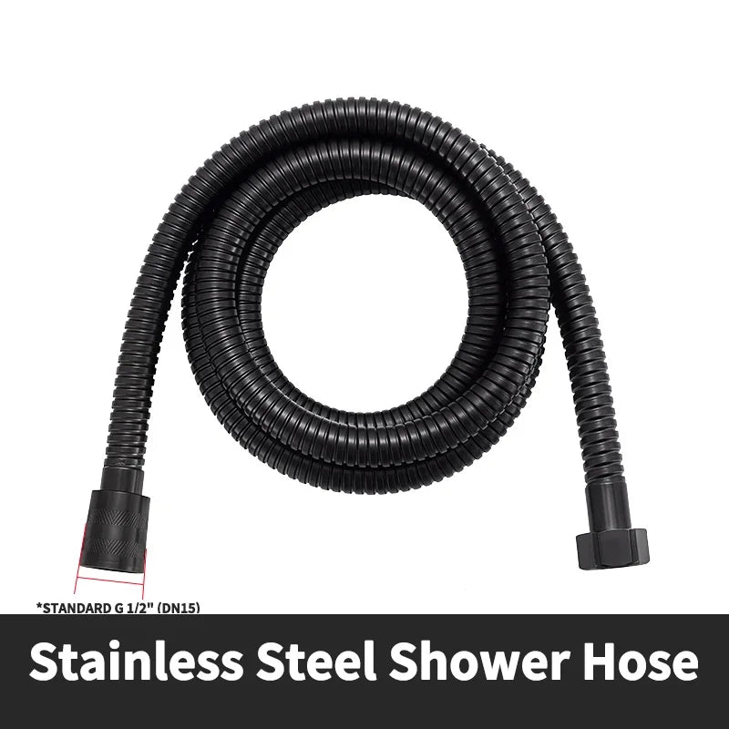 Stainless Steel Shower Hose 1.5M/2M Flexible Chrome Matte Black Universal G1/2 Connector Explosion-proof Bathroom Water Pipe