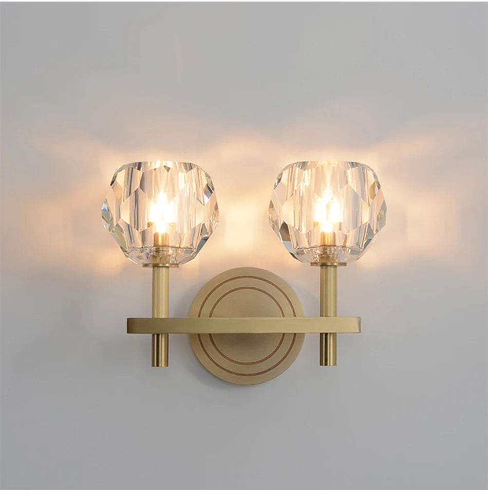 Modern Crystal wall lamp Luxury Living room bedroom lounge interior stairs wall lamp side lights Rose gold Copper wall light