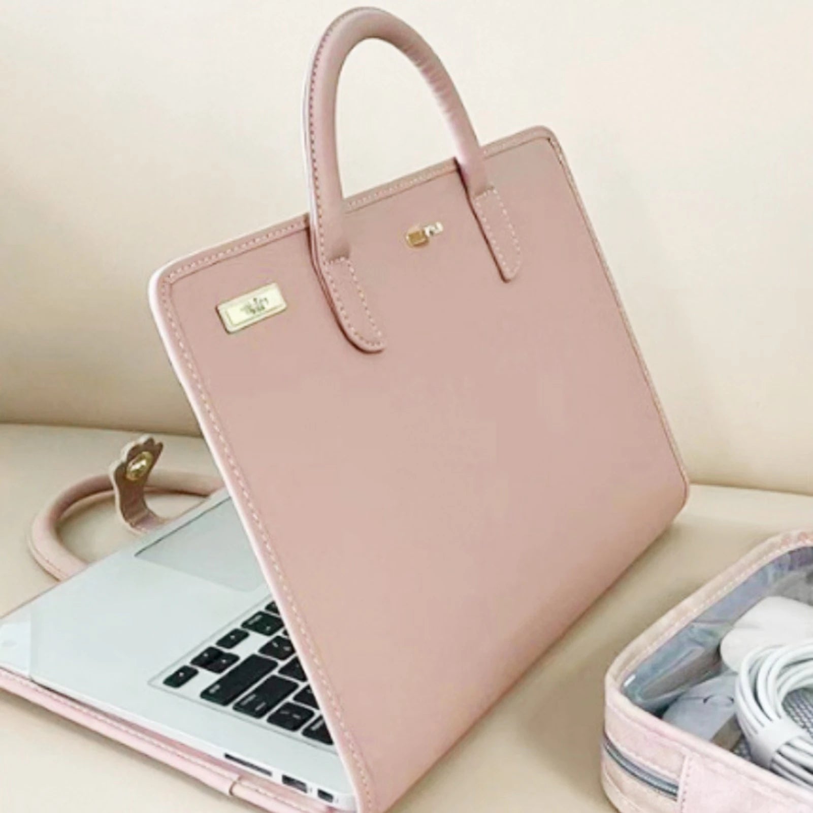 Laptop Sleeve with Handle PU Laptop Case Roseate Stylish Water Proof Laptop Sleeve Protective Bag with Handle for 14 Inch Laptop