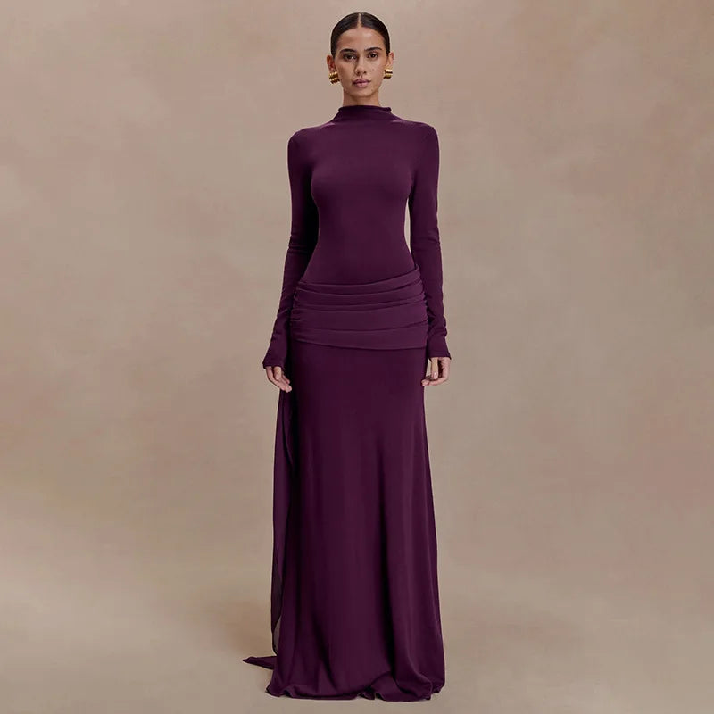 Nsauye Women Vintage Sexy New Fashion Night Club Evening Party Maxi Dress Long Sleeve 2025 Winter Holiday Elegant Bodycon Dress