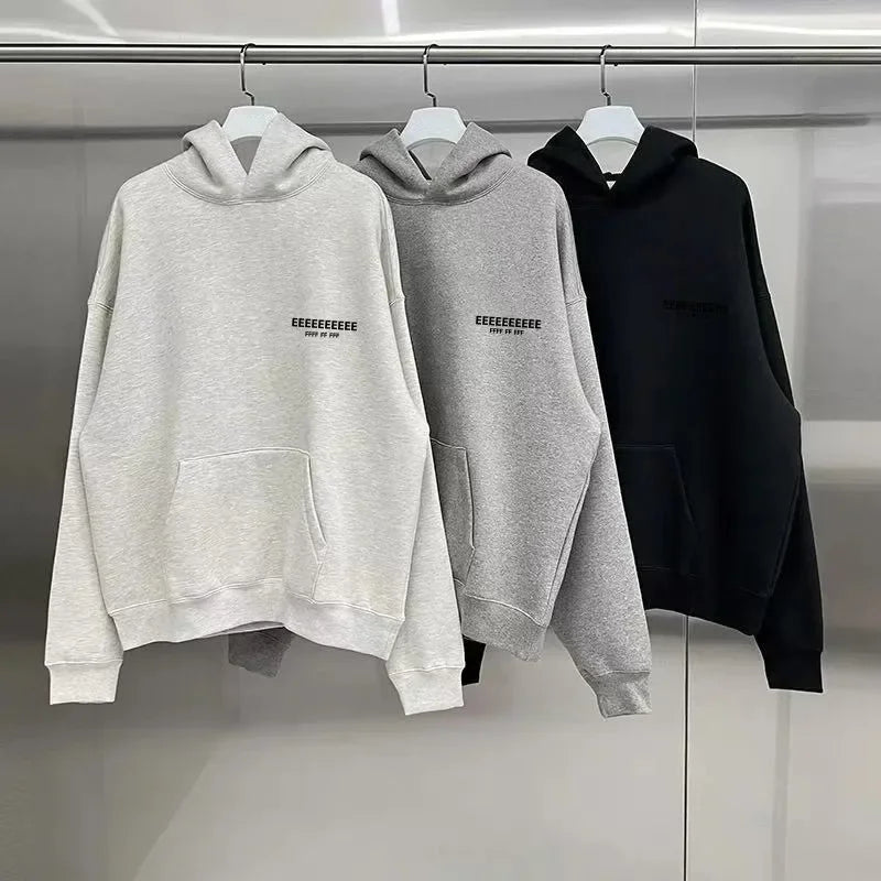 Fashion Double Line Matching Set Men's Drawstring Pants Luxury Design Plush Letter Pants High Street Couple Oversized Pants Set