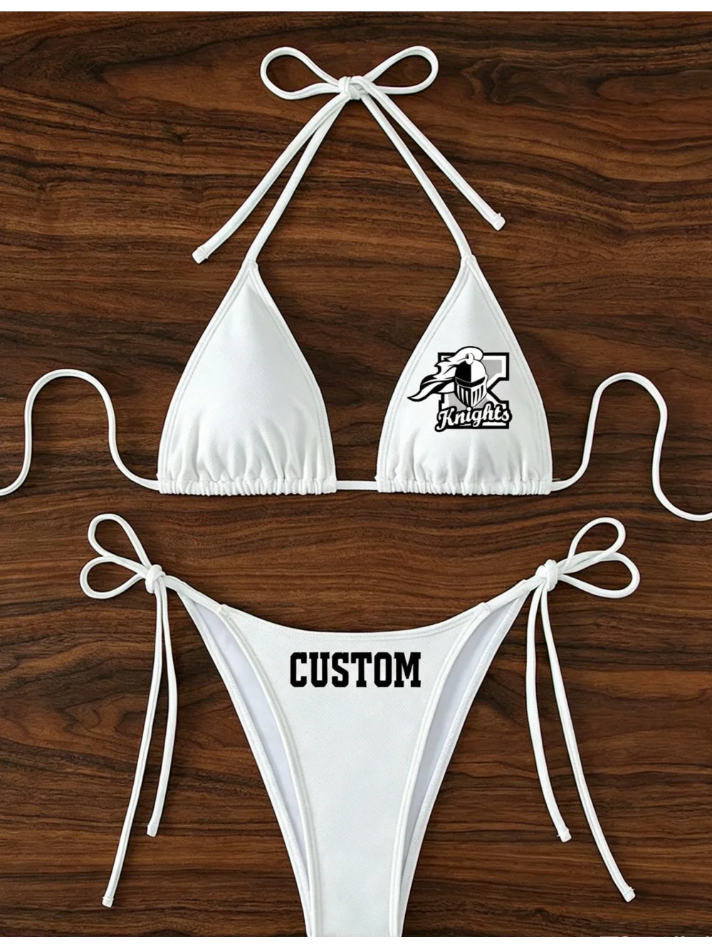 2026 New Y2K Summer American Retro Text Printed Hot Girl Hanging Neck Strap Bikini Street Trend Simple Leisure Beach Vacation