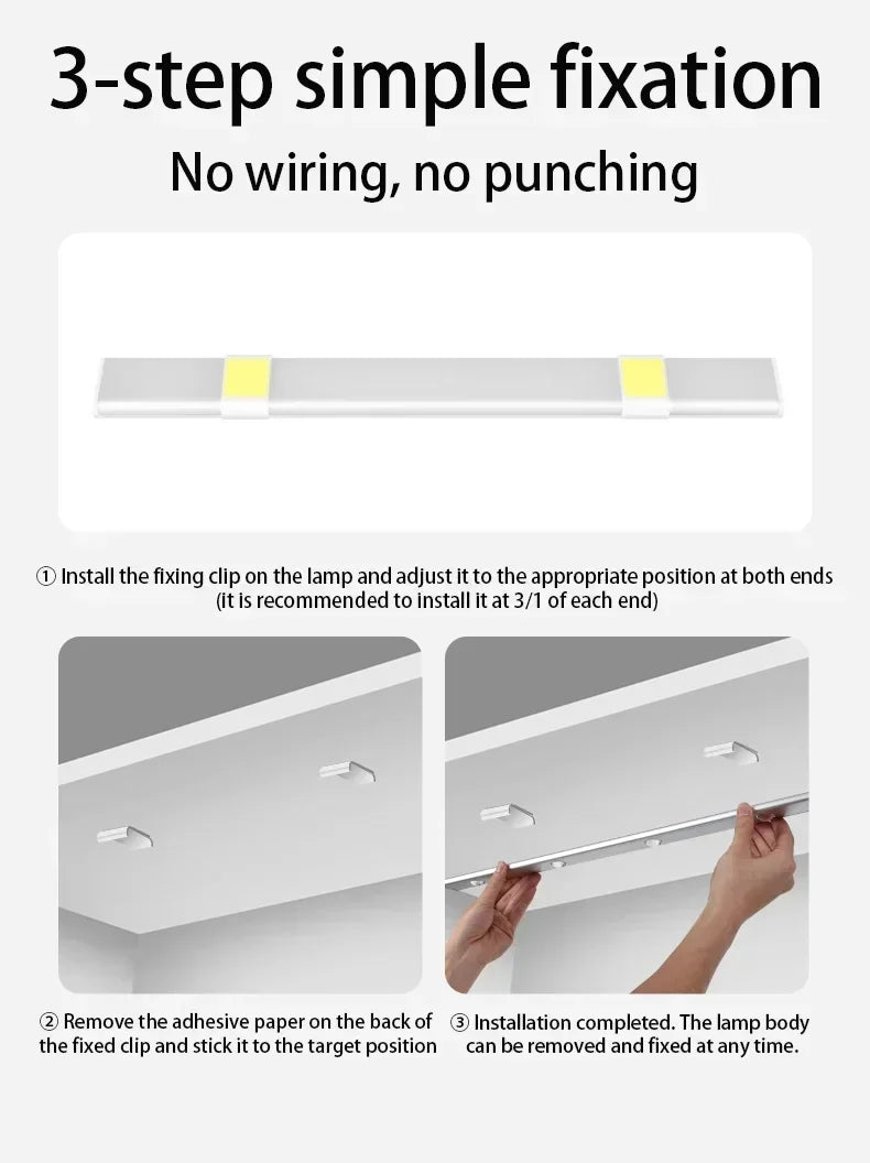 LED Cabinet Night Light Motion Sensor Wireless Ultra Thin Under Cabinet Lamp For Kitchen Bedroom Wardrobe Indoor Lighting