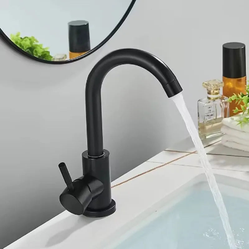 304 Stainless Bathroom Basin Faucet Steel Hot Cold Wash Mixer Crane Tap 360 Rotation Sink Faucets Single Lever Tap For Bathroom