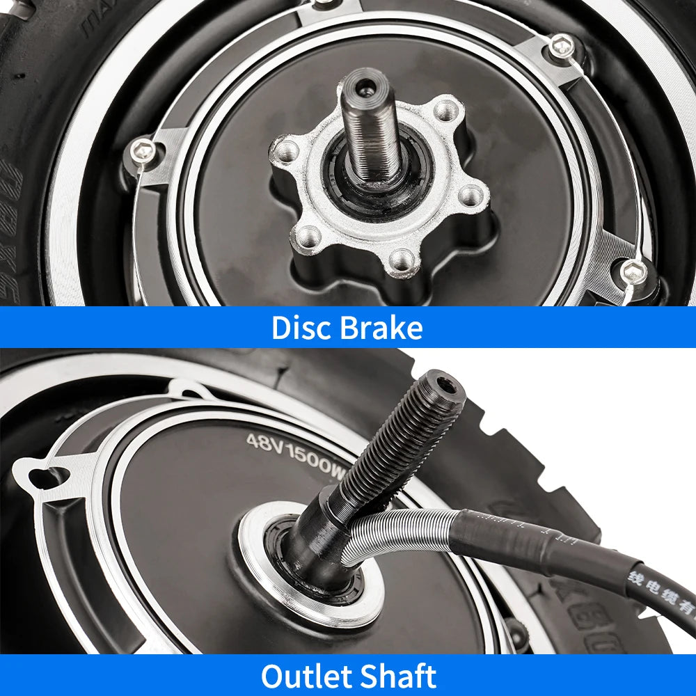 Electric Scooter Motor Folding Scooter Wheel Shared for Dual Drive Motor, 10 inch, 48V, 1000W, 60V, 1200W, 1500W, 50 Km/h