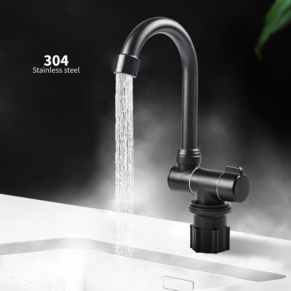 Folding Faucet 360 Degree Swivel Hot and Cold Water Faucet Kitchen Bathroom RV Marine Deck Hatch Boat Camper RV Accessories