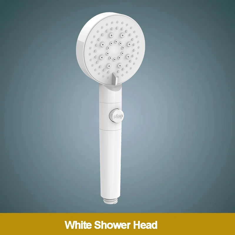 ZhangJi 2025 New 5-Function Shower head with Stop button 10cm Big Panel Silicone gel Hole Easy Cleaning Bathroom Nozzle Sprayer
