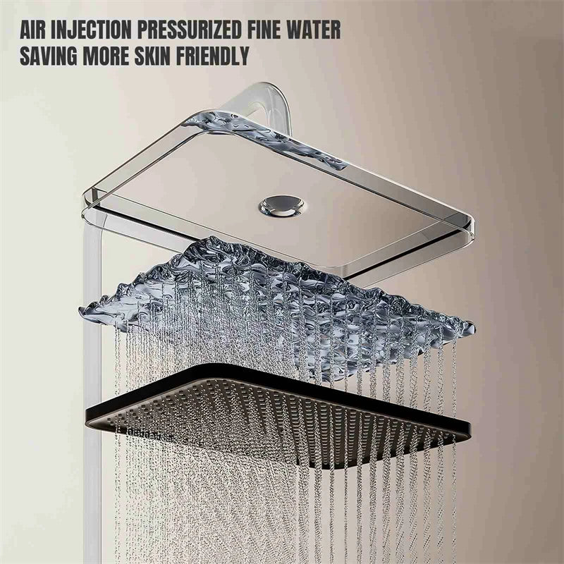 Gray Piano Keys Bathroom Shower Faucet Set Multiple Water Spray Modes Shower System With 4 types Function Digital Display