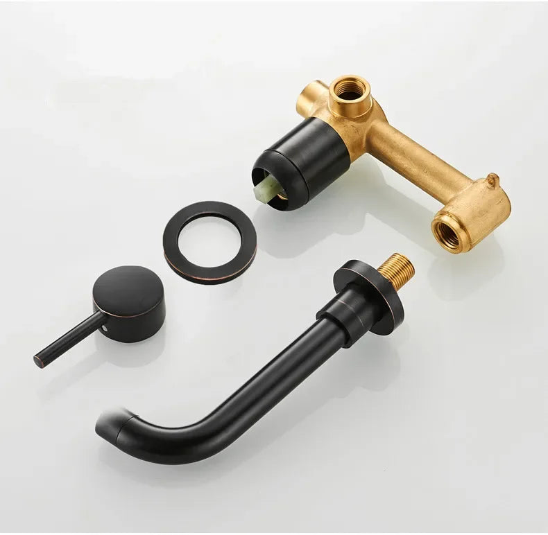 Bathroom Faucet Brass Hot and Cold Water Sink Faucet Wall Mounted Mixer Tap Single Handle Two Hole Vintage Faucet
