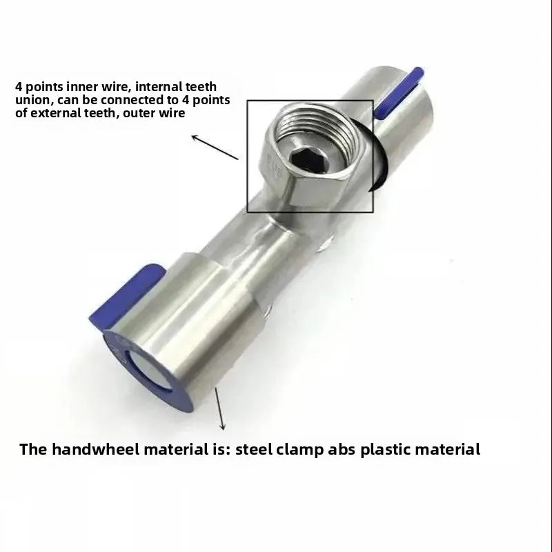 Stainless Steel Dual Head Water Outlet Dual Valve Faucet Washing Machine Faucet Splitter One In Two Out Dual Water Outlet Faucet