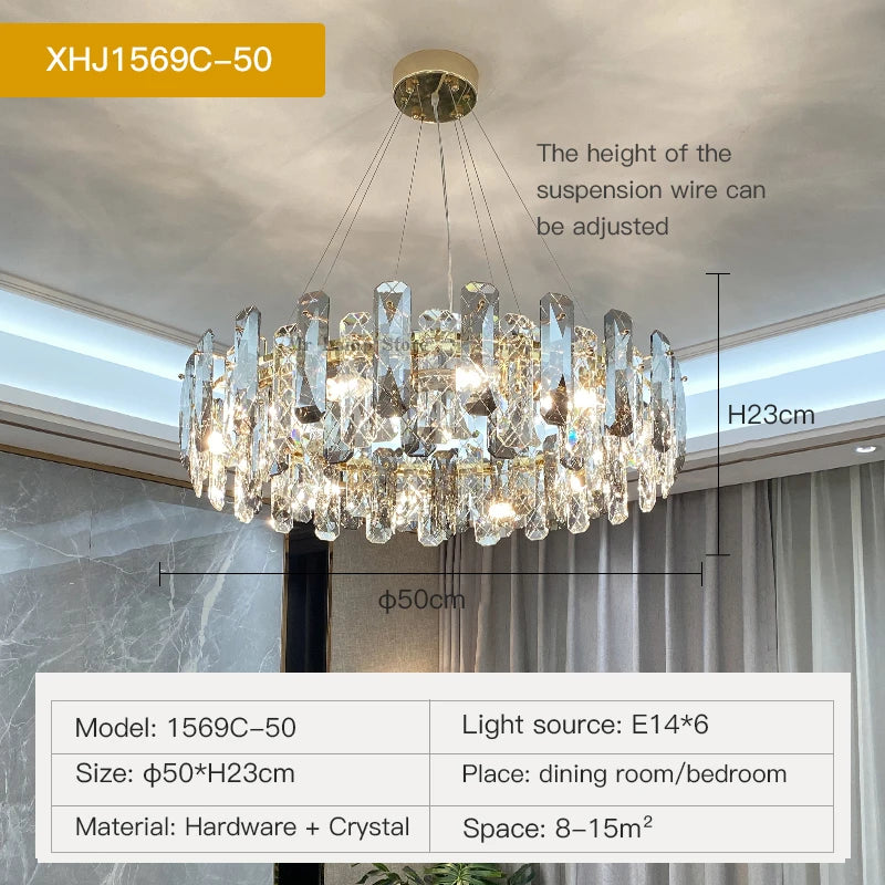 Postmodern Light Luxury LED Crystal Chandelier Atmosphere Dining Room High-end Home Bedroom Kitchen Living Room Pendant Lights