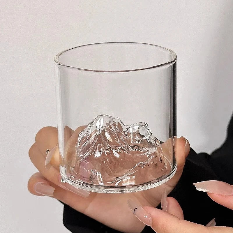 Transparent Whiskey Glasses Mountain Crystal Glass Drinking Glasses for Drinking Bourbon, Cognac, Scotch, Cocktails 125-380ml