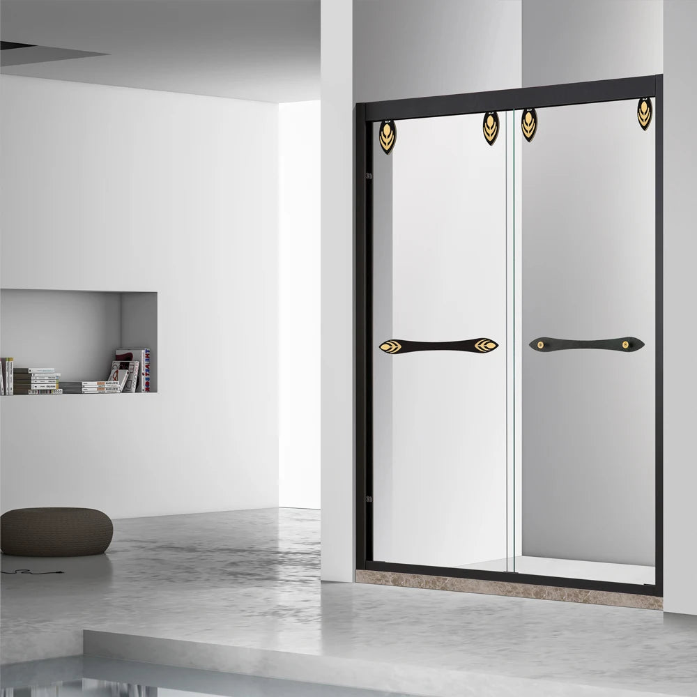 Modern Luxury Bathroom Shower Door Black Frame Tempered Glass Shower Partition Sliding Shower Door