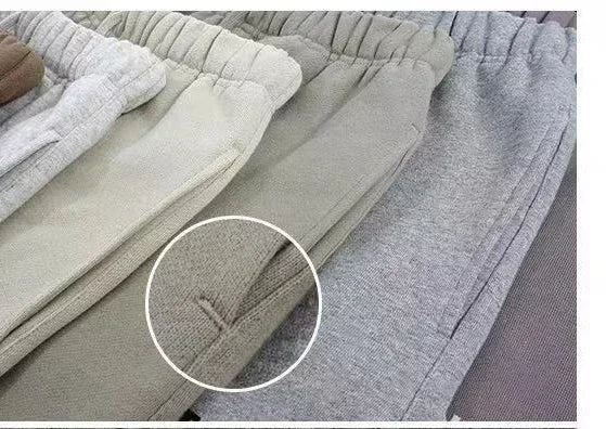 Fashion Double Line Matching Set Men's Drawstring Pants Luxury Design Plush Letter Pants High Street Couple Oversized Pants Set