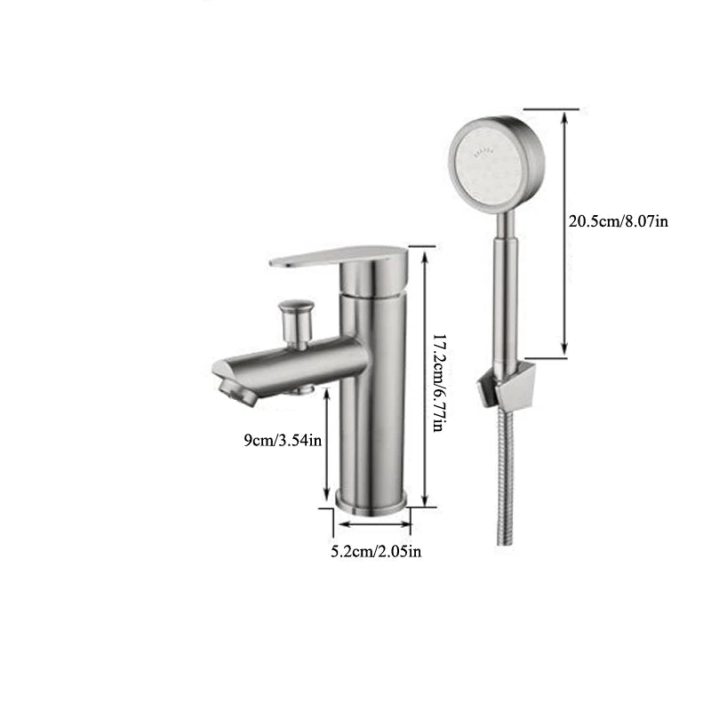 Bathroom Basin Faucet Stainless Steel Single Handle Sink Faucets Cold and Hot Water Mixer Bathtub Tap with Shower Set
