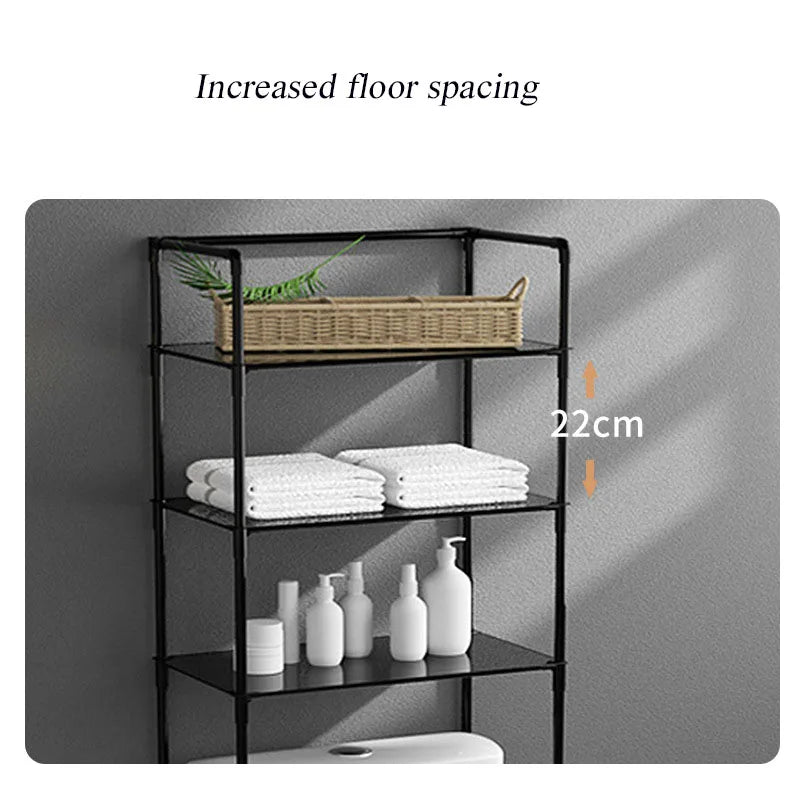 Over The Toilet Storage Rack Multilayer Floor-mounted Bathroom Shelf Large Capacity Toilet Storage Cabinet Space Saver Organizer