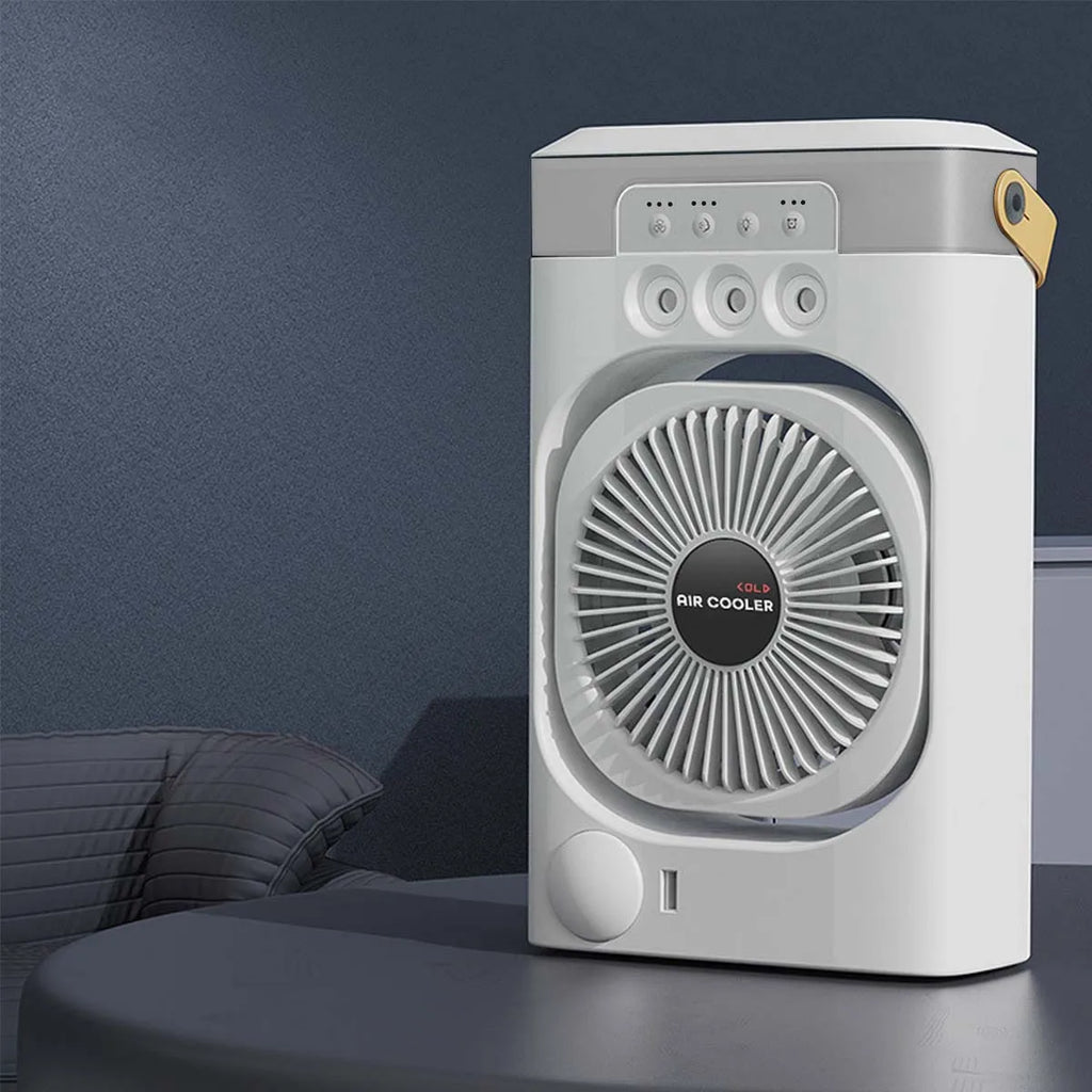 Summer Cooling Fan USB Electric Fan Portable Humidifier LED Night Light 3-in-1 Fan Air Conditioner Suitable for Home and Office