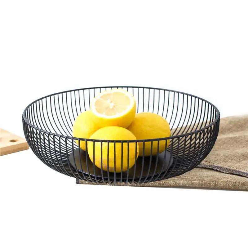 Black Storage Basket Creative European Fruit Snacks Candy Basket Desktop Bedroom Kitchen Fruit Basket Decorations Iron Hollow