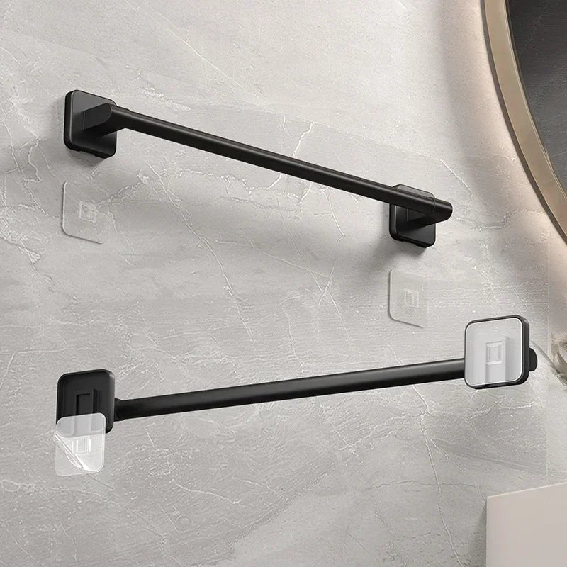 Self-Adhesive Towel Rack Bathroom Towel Holder Without Drilling Bathroom Black Corner Shelf Bar 50CM Bathroom Storage Towel Rail