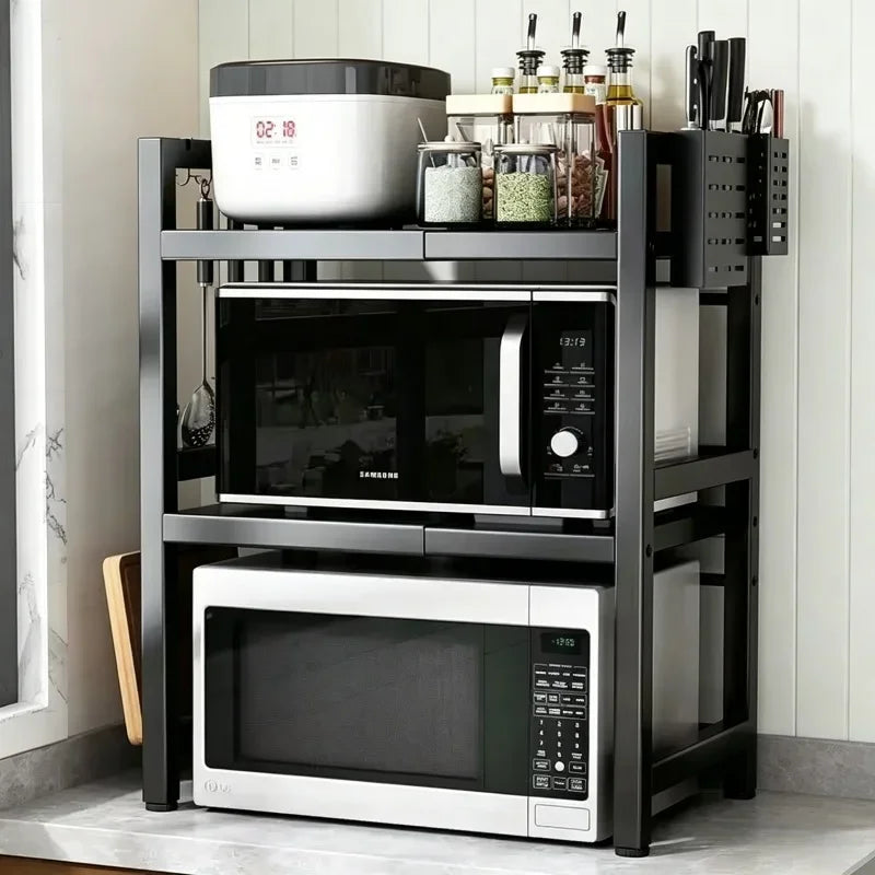 Kitchen Countertop 2Layer Microwave Oven Rack Shelf Seasoning Storage Holder Stand Household Kitchen Storage Organizer Furniture