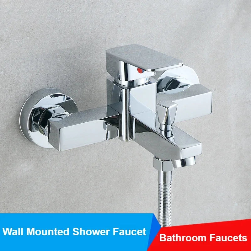 Shower Faucet Wall Mounted Bathroom Bathtub Faucets Shower Set Single Handle Hot and Cold Mixing Valve Tap Shower Accessories