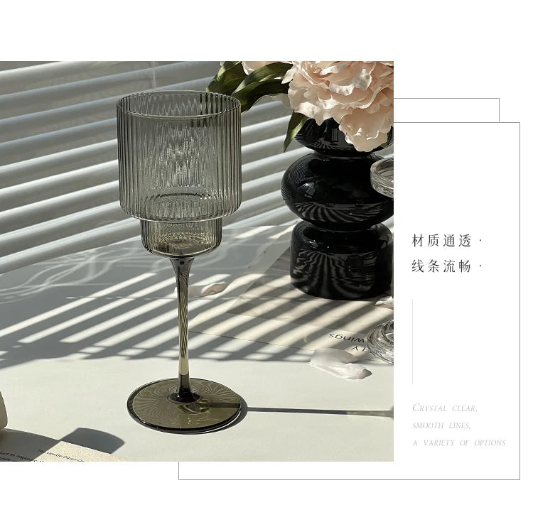 350ml Color Nordic Stripe Goblet Wine Glasses Red Wine Glasses Cocktail Juice Sparkling Water Glasses Party Wedding Barware