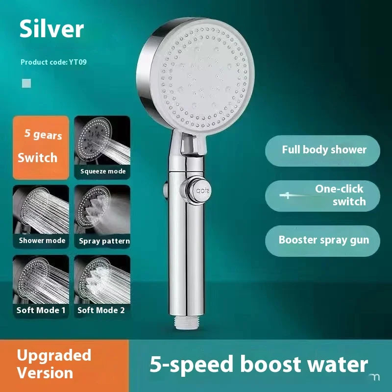 5 Modes Speed Adjustment Self-cleaning Shower Head High Pressure Adjustable with Hose Water Shower Bath Bathroom Accessories
