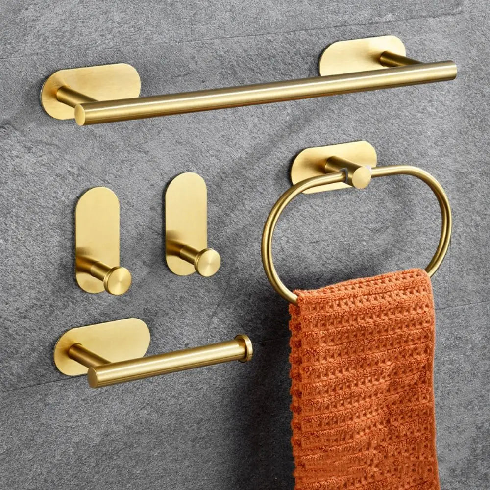 4/5Pcs Stainless Steel Bathroom Hardware Set Anticorrosion Wall Mount Bathroom Towels Rack No Punching Rustproof Towel Bar