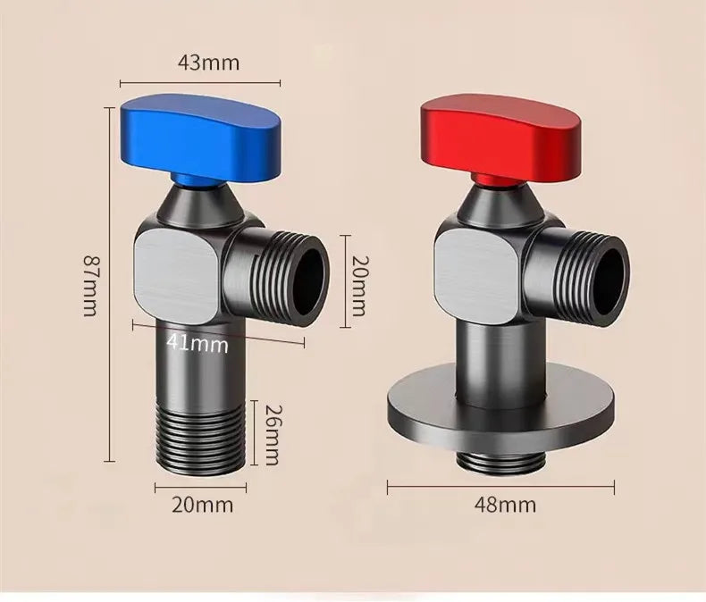 Tuqiu Brass Angle Valve Water Control Valve Chrome Gray Corner Valve Bathroom Tap Water Valve 1/2*1/2 Brass Angle valves