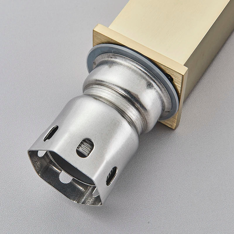 Senlesen Brushed Gold Bathroom Faucet Basin Faucets Deck Mounted Sink Mixer Tap Stainless Steel Countertop Hot Cold Water Crane