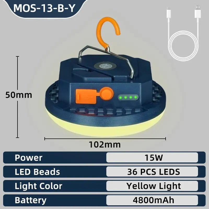Rechargeable Camping Lights Outdoor Magnetic Suction Tent Lanterns Maintenance Emergency Lights High Light Flashlights 13500mah