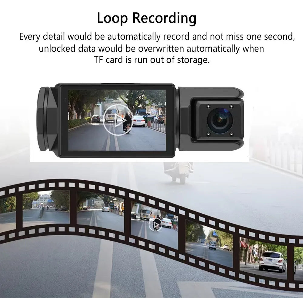 HD 1080P 2/3 camera Dash Cam for cars Front And Inside car camera with IR Night Vision Loop Recording wide angle Car DVR Camera