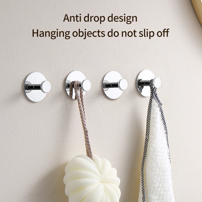 Towel Hooks Extra Sticky Stainless Wall Coat Racks Rustproof Hook Holder Wall Mount Punch-free Hanger for Kitchen Bathroom Home