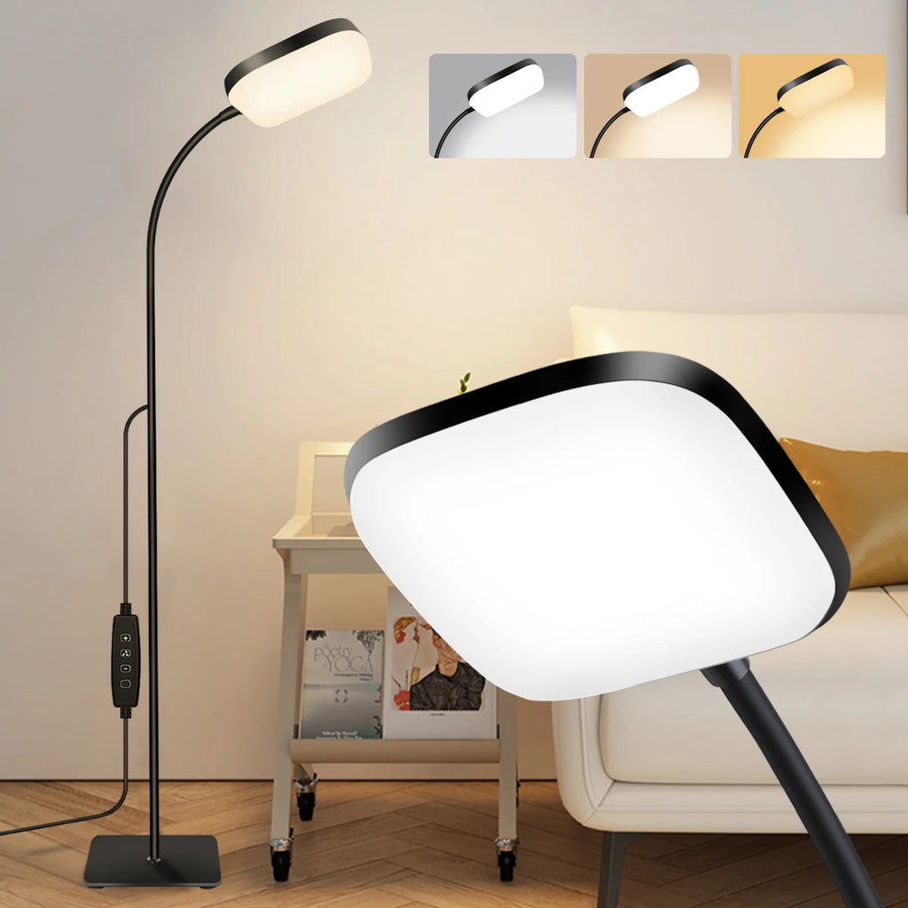 Modern LED Floor Lamp Bright 18W Sofa Reading Lamps for Lash Extensions Dimmable Modern Standing Light Adjustable Gooseneck