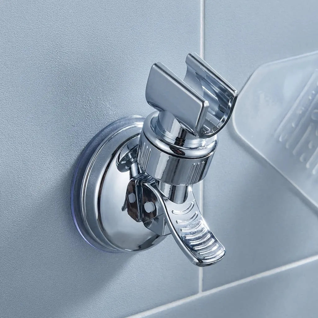 Adjustable Handheld Shower Head Holder with Strong Vacuum Suction Cup Wall Mount Rotating Base for Bathroom Organization