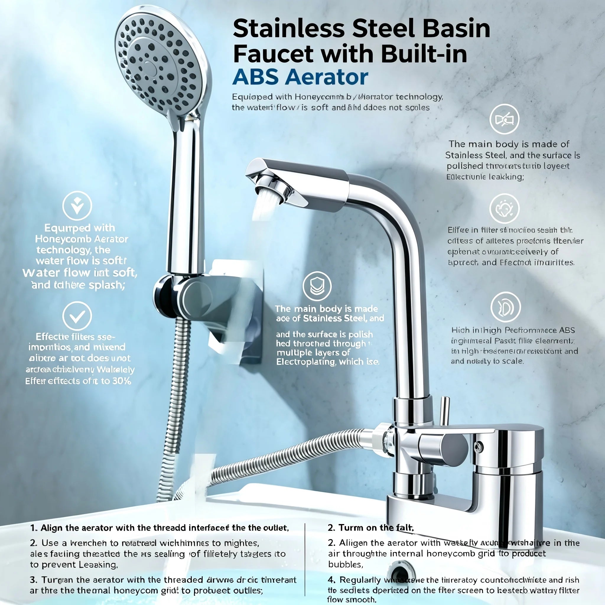 Bathroom Basin Shower Faucet Chrome Hot Cold Water Mixer Valve Single Handle Deck Mounted Bath Mixer Tap