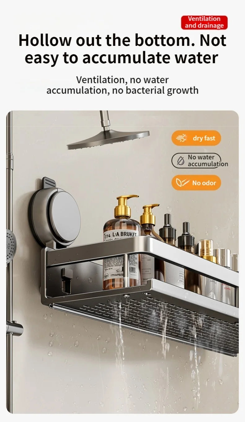 No Drill Bathroom Suction Cup Storage Shelf Storage Shelf Bathroom Perforation-Free Wall Hanging Vanity Toilet Triangle Basket R