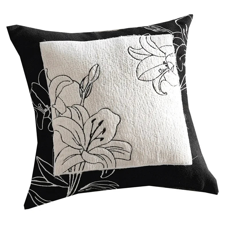 45x45/30x50cm Black White Embroidered Pillow Cover Decorative Cushions Pillow Covers Decorative Modern Light Luxury Sofa Decor