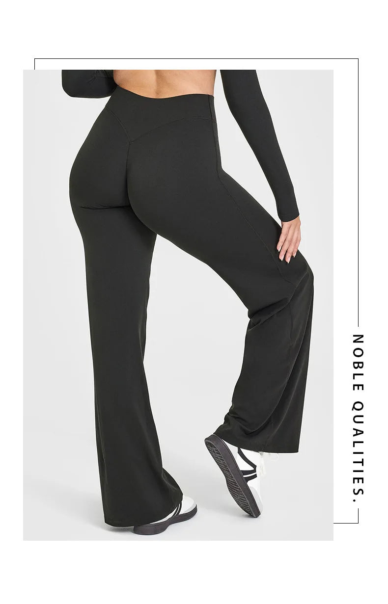 Straight Leg Yoga Pants Soft Butter Fabric Women Clothes Middle Waist Gym Pants Leggings Fitness Pilates Running Sports Trousers