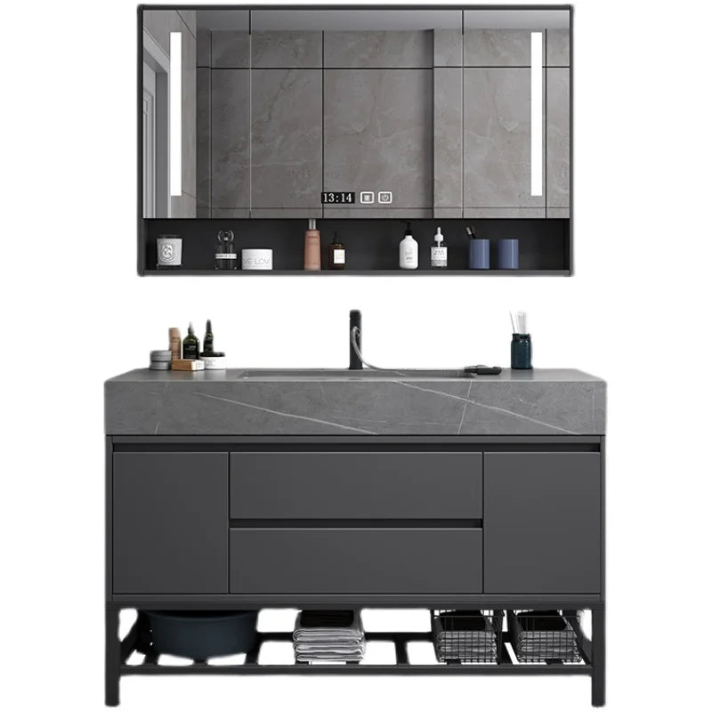 Washbasin Floor Bathroom Cabinets Vintage Drawer Light Toilet Bathroom Cabinets Intelligence Partition Mobiletto Bagno Furniture