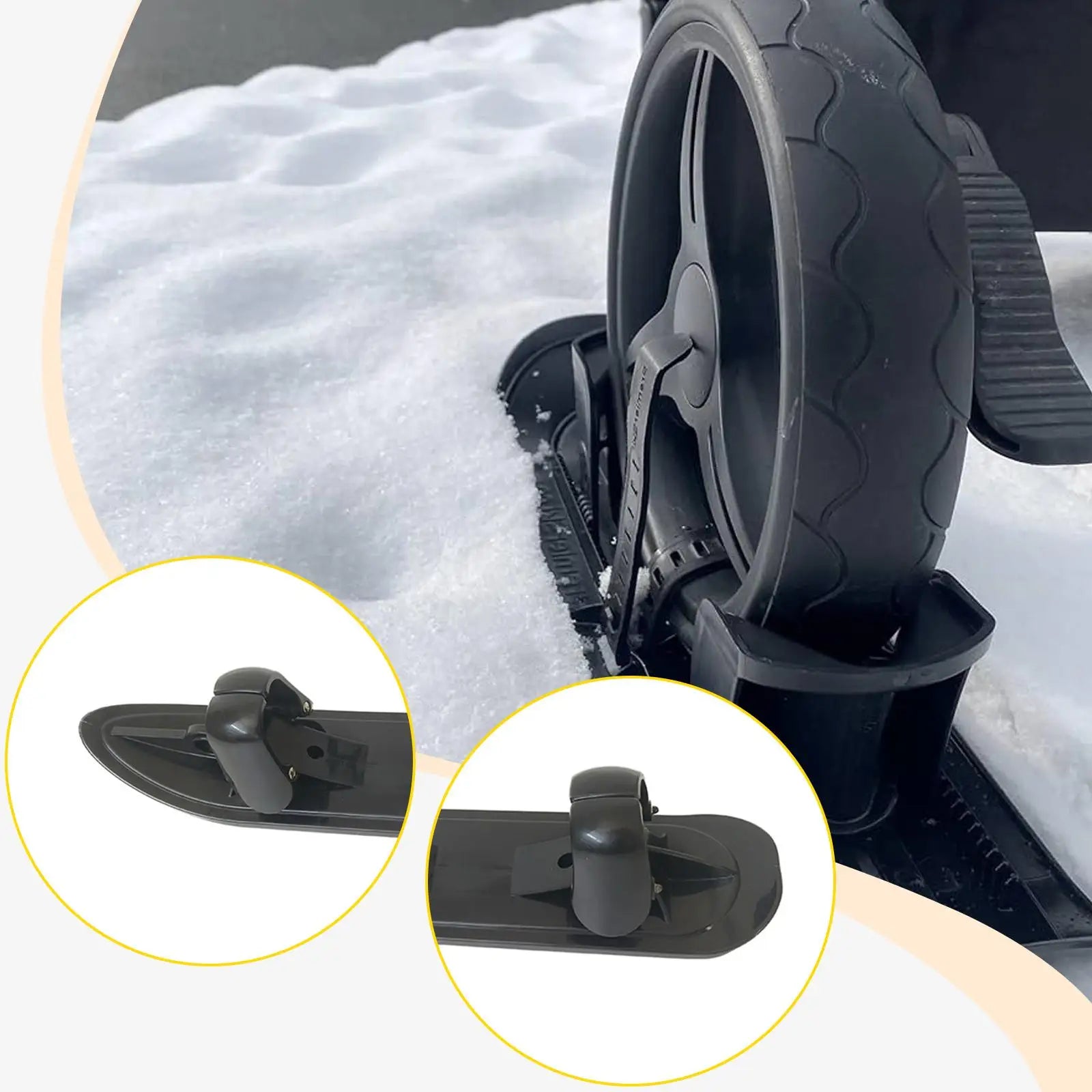 Scooter Ski Sled 2 in 1 Snow Sledge Board Outdoor Winter Snowboards Ski Sled Board for Golf Carts Bike Skiing Attachment