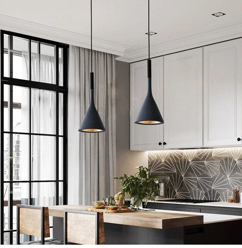 Modern LED pendant light in black and white E27 bedroom table dining room hanging light lampshade home cabinet suitable for