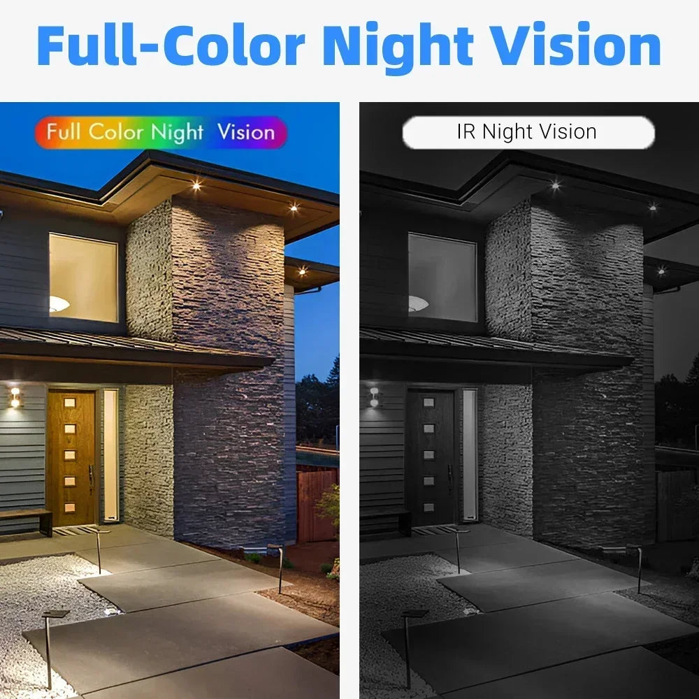 2K 5MP Solar Security Camera Wireless Outdoor Color Night Vision Battery Powered Support 2.4G WiFi, PIR, Waterproof, 2-Way Alexa
