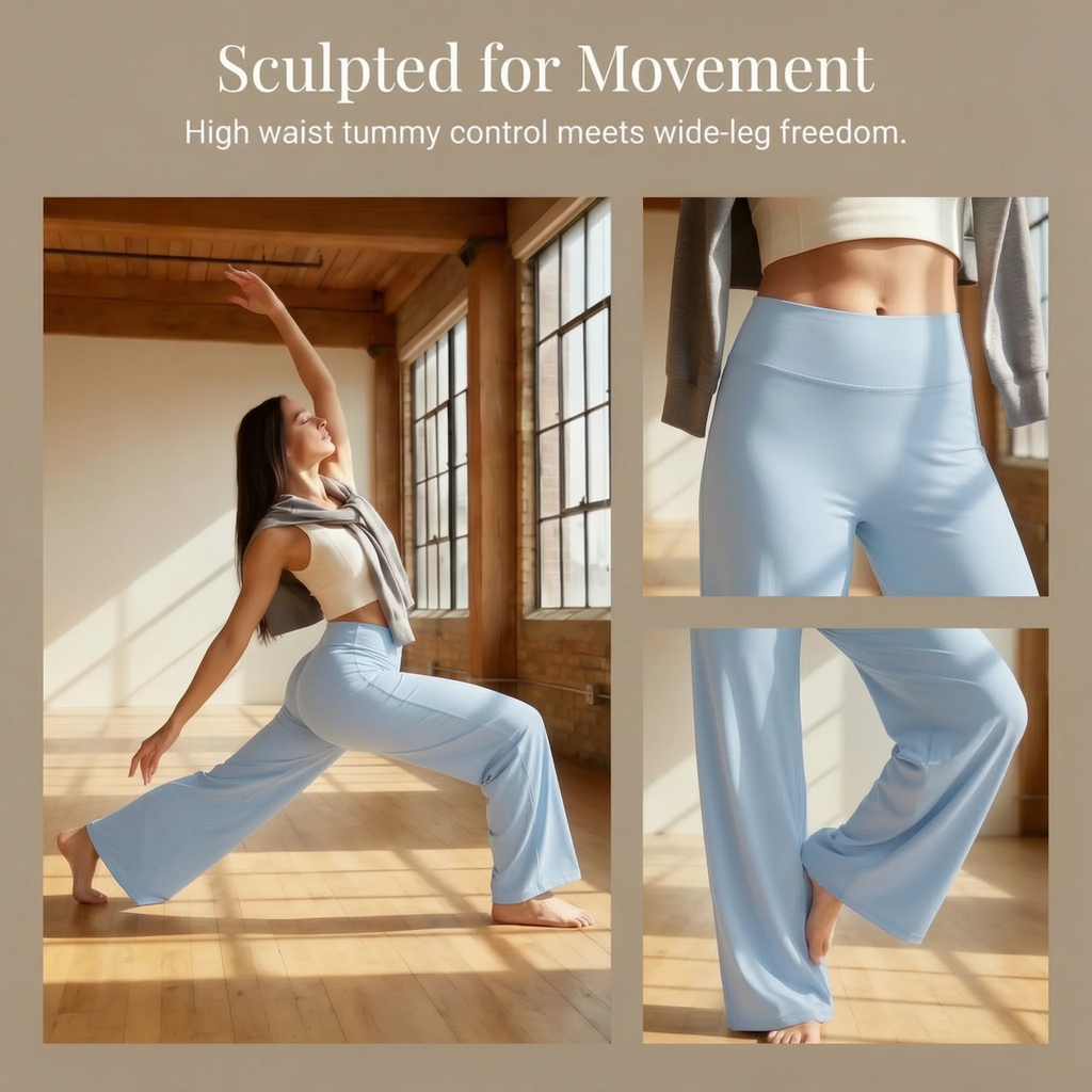 Women High Waist Wide Leg Yoga Pants Loose Flare Leggings Tummy Control Straight Workout Trousers Casual Lounge Pants Fitness