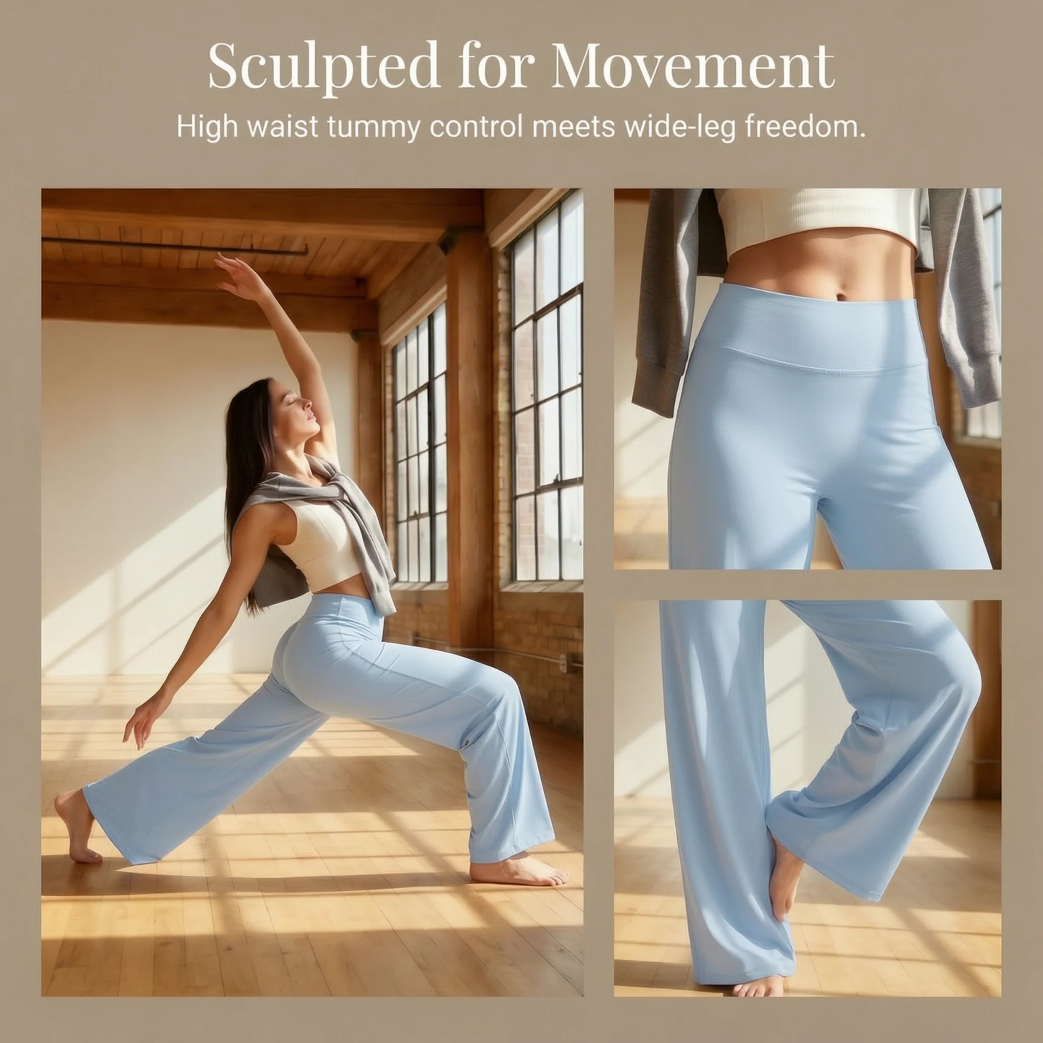 Women High Waist Wide Leg Yoga Pants Loose Flare Leggings Tummy Control Straight Workout Trousers Casual Lounge Pants Fitness