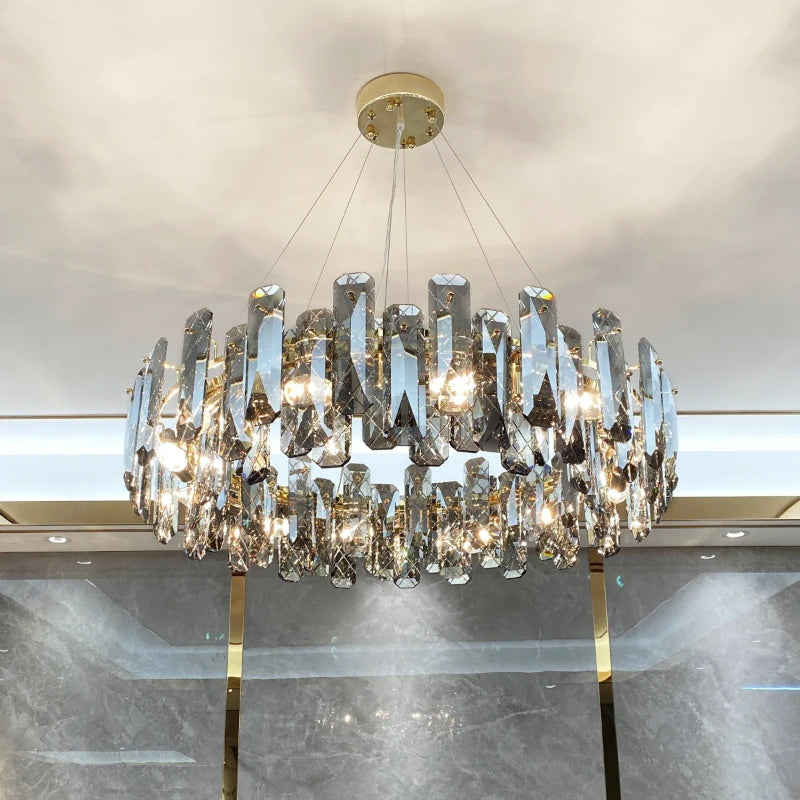 Postmodern Light Luxury LED Crystal Chandelier Atmosphere Dining Room High-end Home Bedroom Kitchen Living Room Pendant Lights