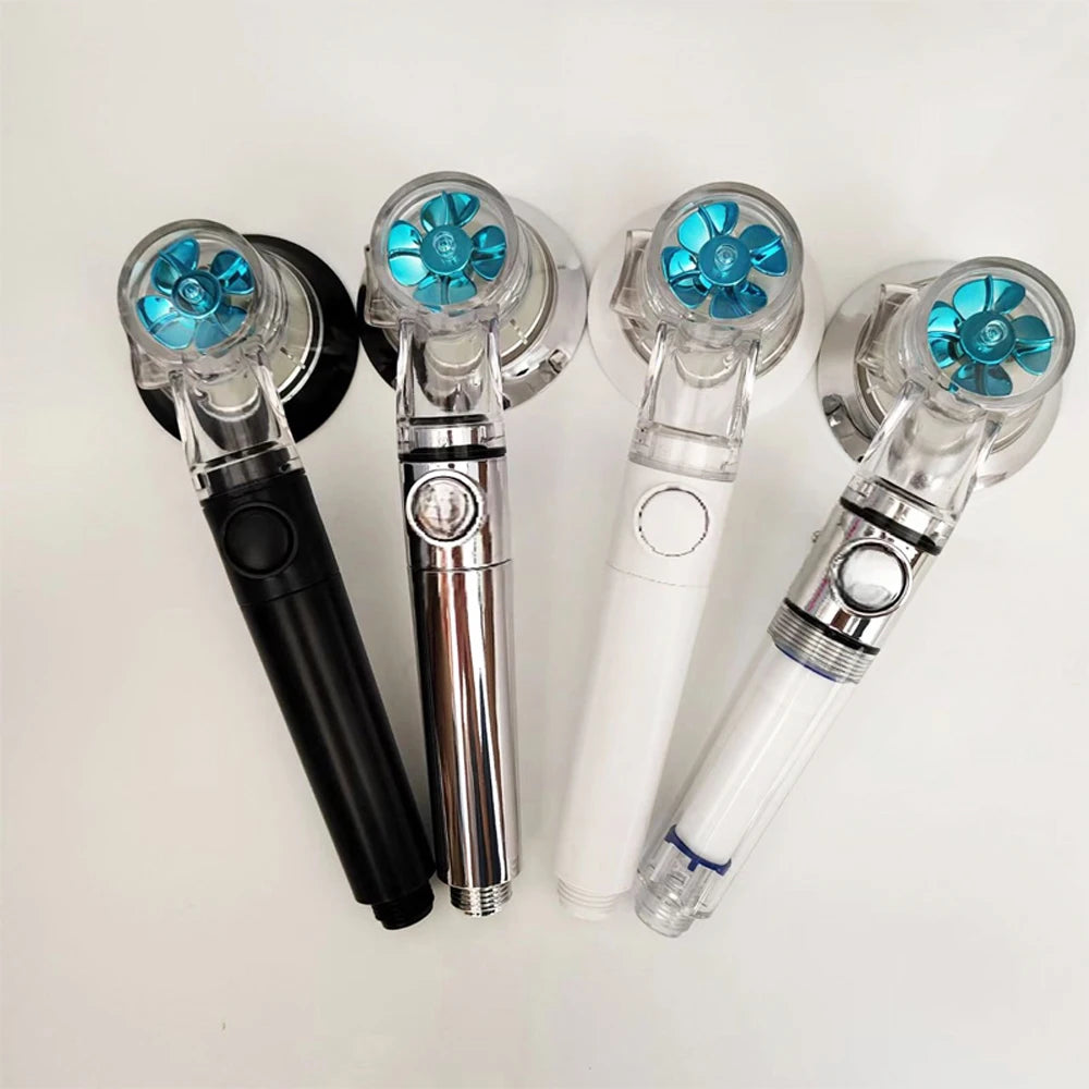 Propeller Pressurized Shower Head High Pressure With Stop Button Filter Water Saving Rainfall Showerhead Bathroom Accessories