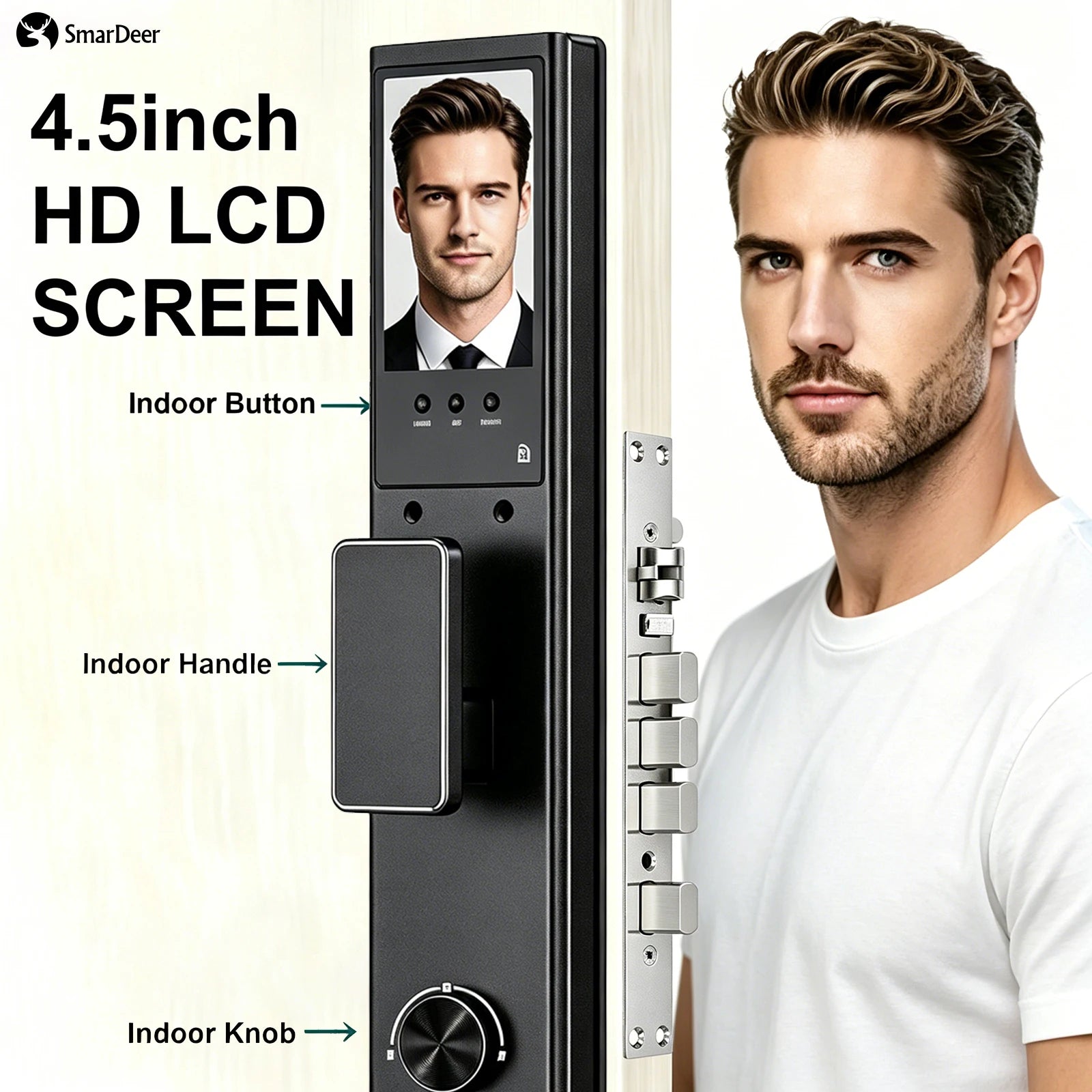 3D Face & Palm Vein Smart Door Lock IP65 Waterproof Tuya Video Call Biometric Fingerprint Electronic Lock for Home Front Door