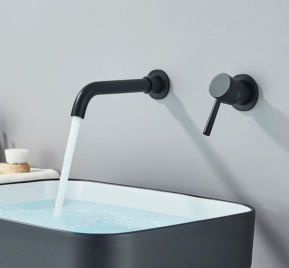 Brushed Gold/Black Basin Faucet Concealed Wall Mounted For Bathroom Faucets Bath Basin Sink Tap Bathtub Hot And Cold Water Mixer