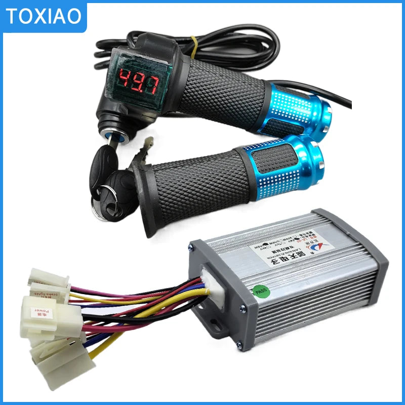 Electric Bike Bicycle Scooter Accessories Motor Brushed Controller & Throttle Twist Grip 12V 24V 36V 48V 250W 350W 500W 1000W